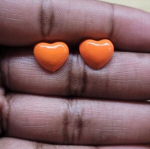 Orange Heart Stud Earrings